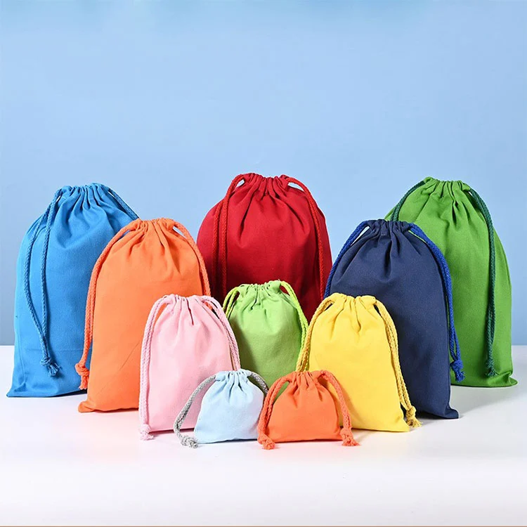 Bolsa de lona para joias com cordão