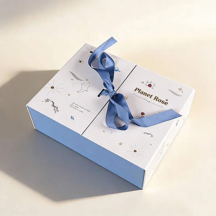 Caixa de embalagem dobrável de abertura dupla